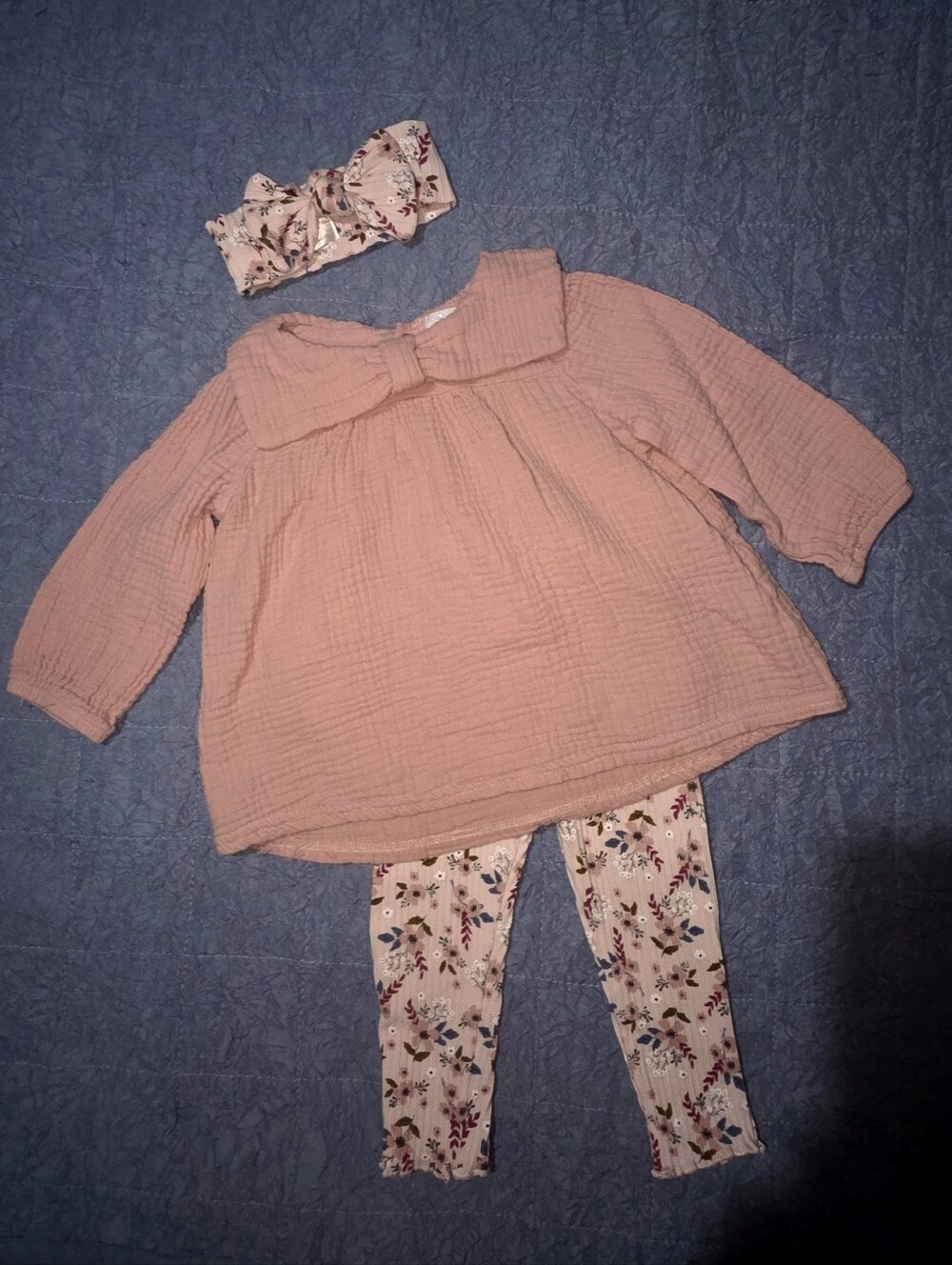 Catherine Malandrino Dusty Pink Tunic Set with Floral Leggings and Headband